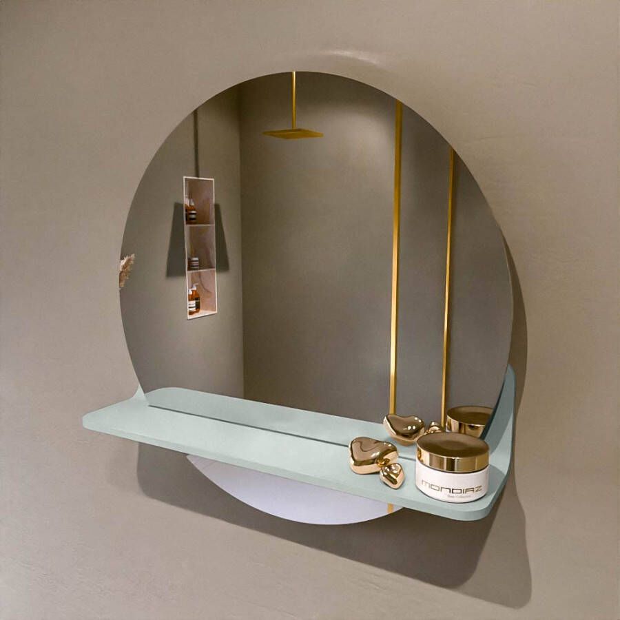 Mondiaz SPOT Badkamerspiegel rond 50cm spiegelplanchet kleur Greey SPOTPLNCHT50GRE