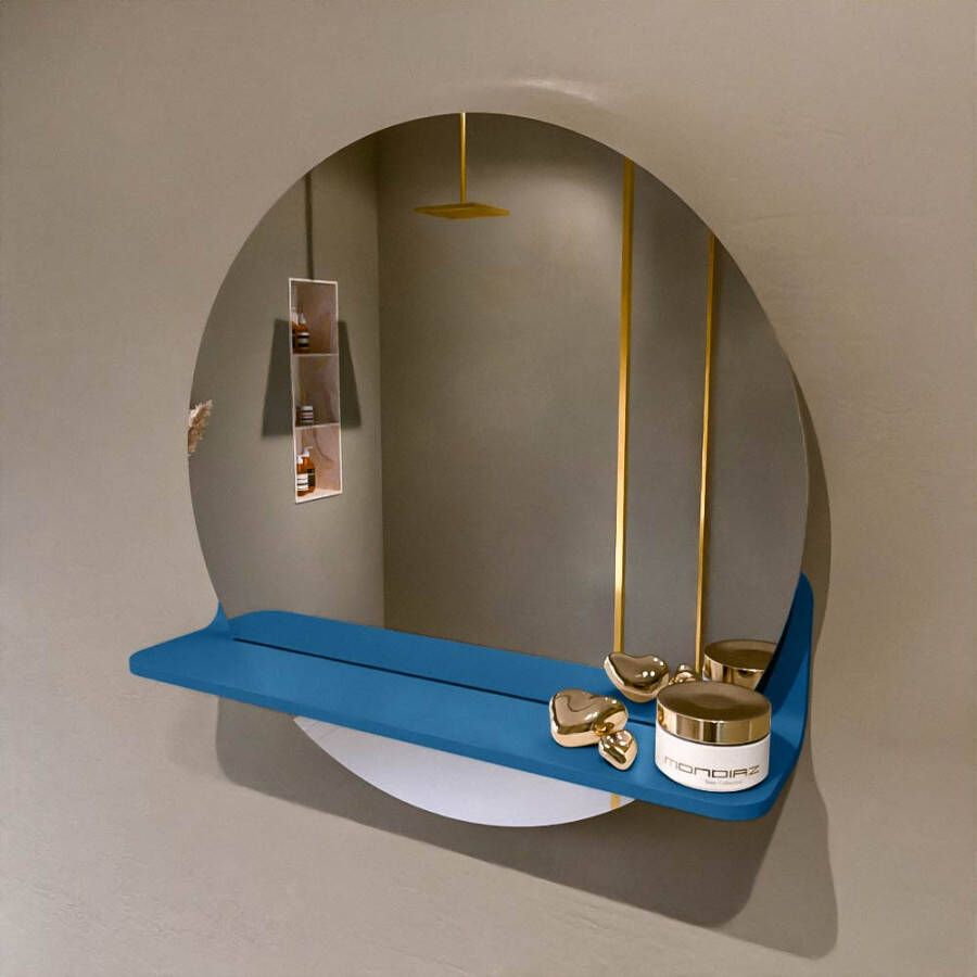 Mondiaz SPOT spiegel rond 50cm met Spiegelplanchet kleur Jeans.