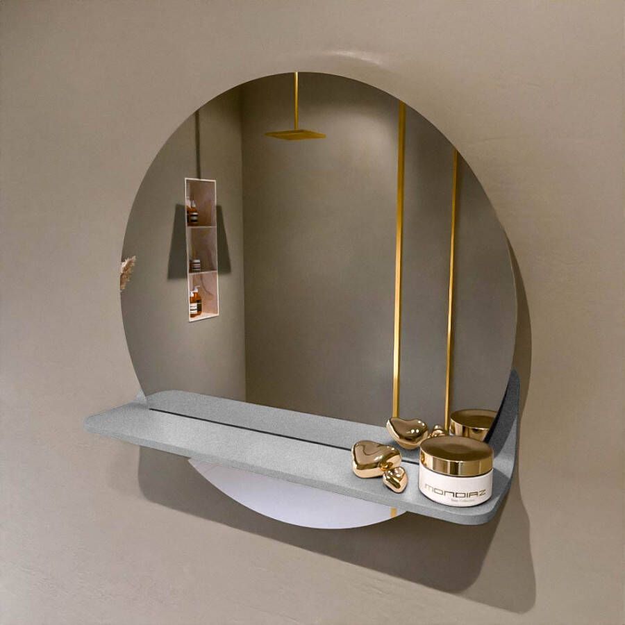 Mondiaz SPOT spiegel rond 50cm met Spiegelplanchet kleur Plata.