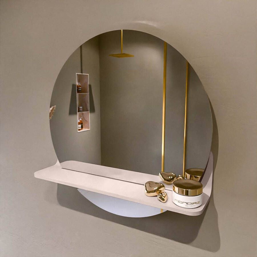 Mondiaz SPOT Badkamerspiegel rond 50cm spiegelplanchet kleur Rosee SPOTPLNCHT50ROS