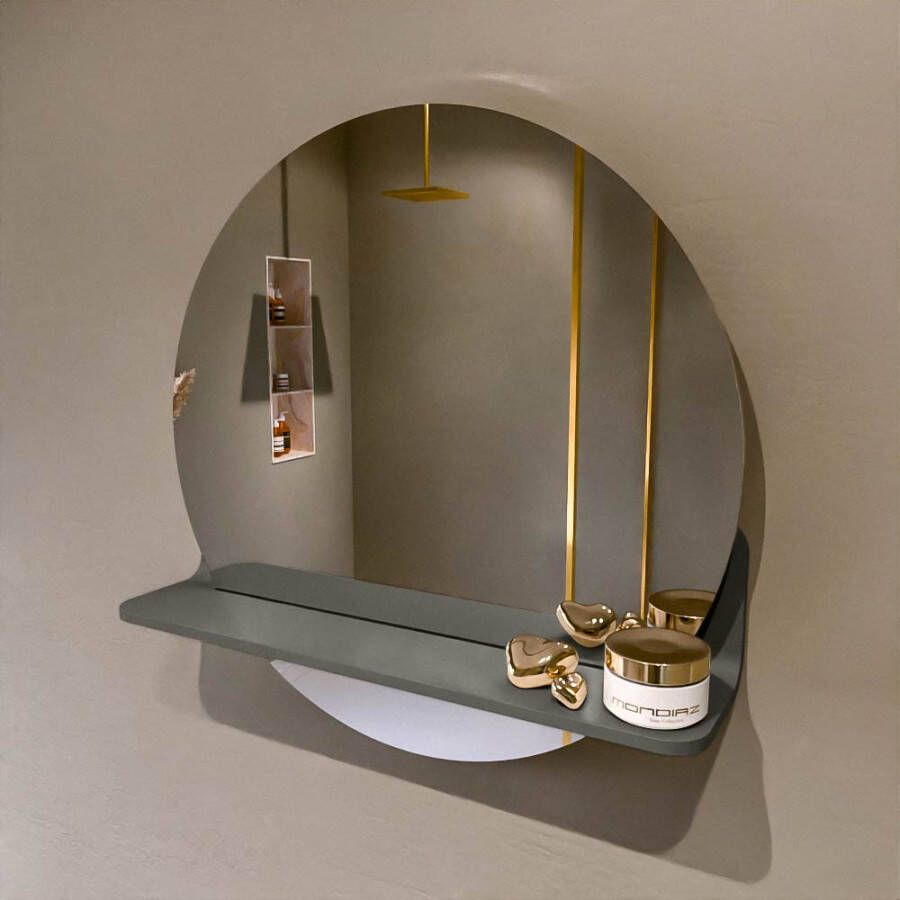 Mondiaz SPOT spiegel rond 50cm met Spiegelplanchet kleur Smoke.