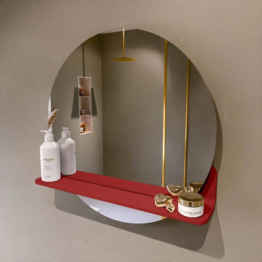 Mondiaz SPOT Badkamerspiegel rond 60cm spiegelplanchet kleur Fire SPOTPLNCHT60FIR