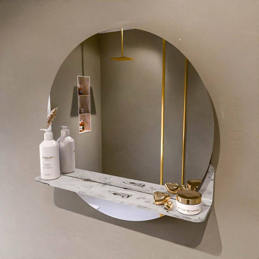 Mondiaz SPOT Badkamerspiegel rond 60cm spiegelplanchet kleur Glace SPOTPLNCHT60GLA