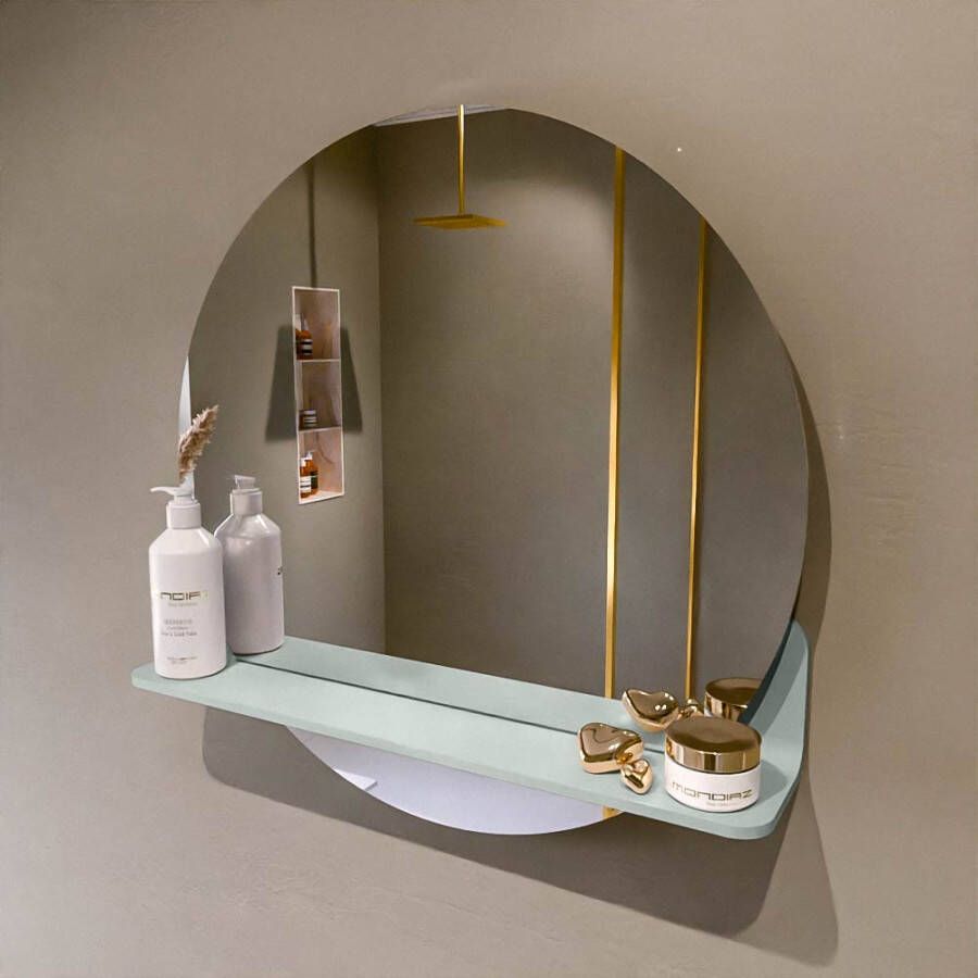Mondiaz SPOT Badkamerspiegel rond 60cm spiegelplanchet kleur Greey SPOTPLNCHT60GRE