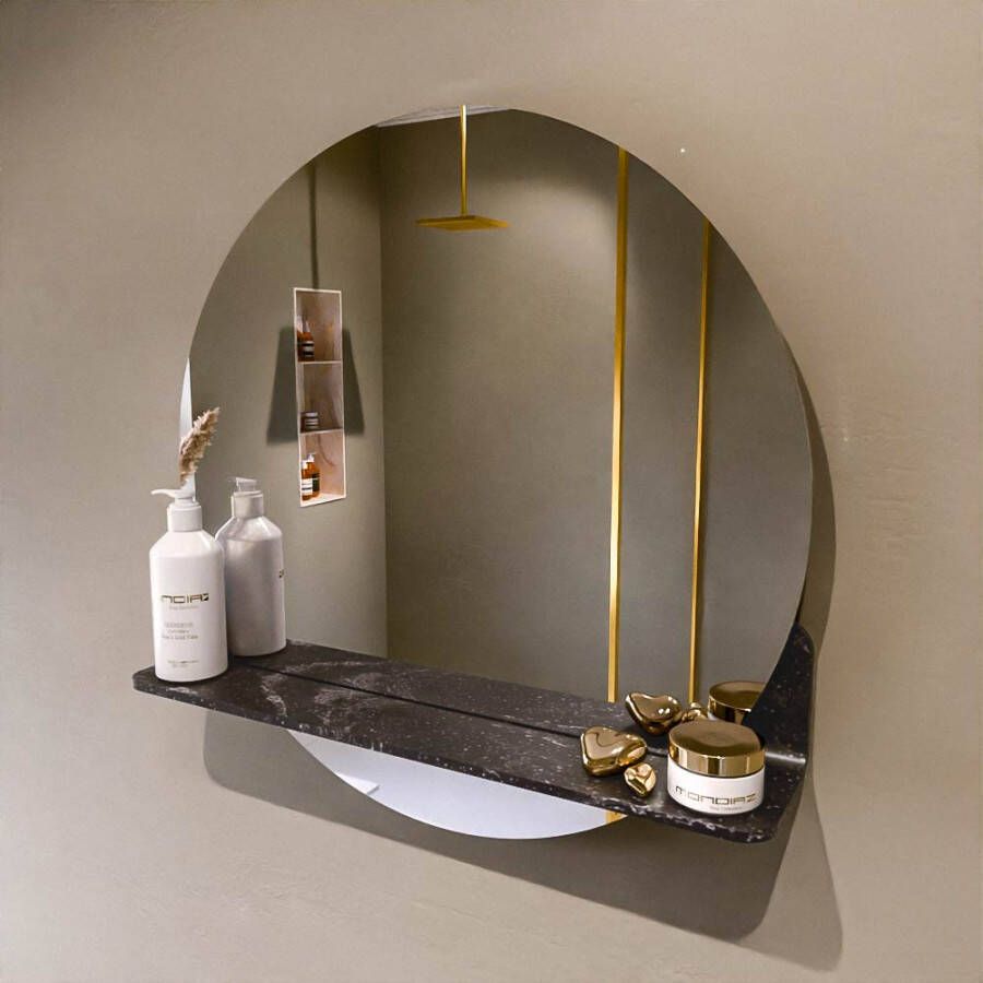 Mondiaz SPOT spiegel rond 60cm met Spiegelplanchet kleur Lava.