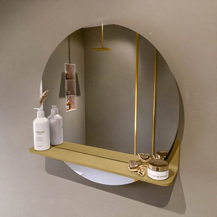 Mondiaz SPOT spiegel rond 60cm met Spiegelplanchet kleur Oro.