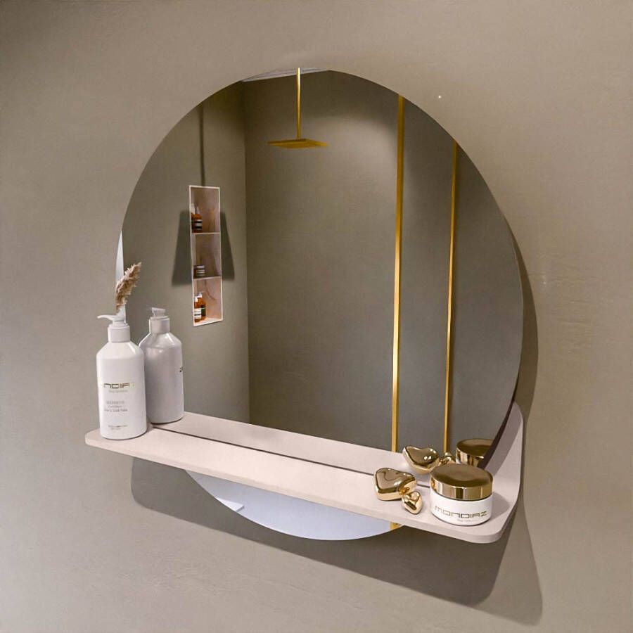 Mondiaz SPOT Badkamerspiegel rond 60cm spiegelplanchet kleur Rosee SPOTPLNCHT60ROS