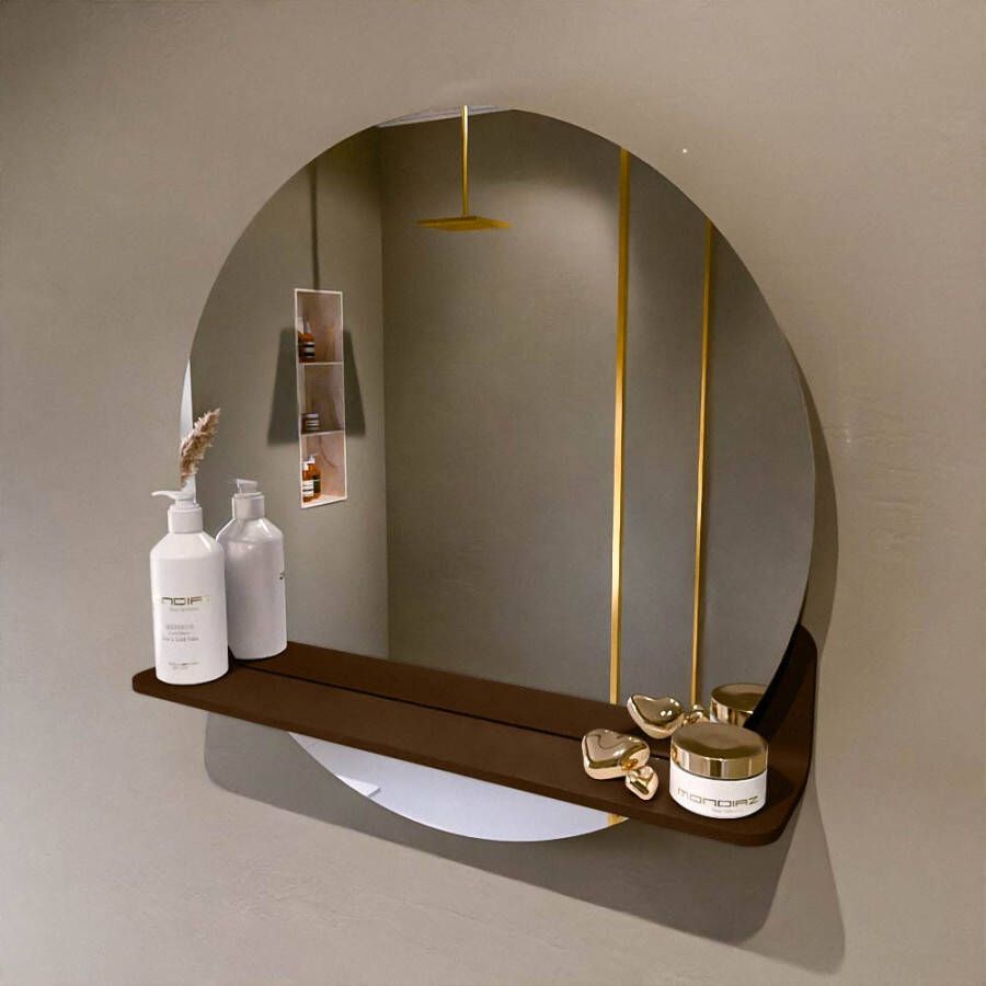 Mondiaz SPOT Badkamerspiegel rond 60cm spiegelplanchet kleur Rust SPOTPLNCHT60RUS