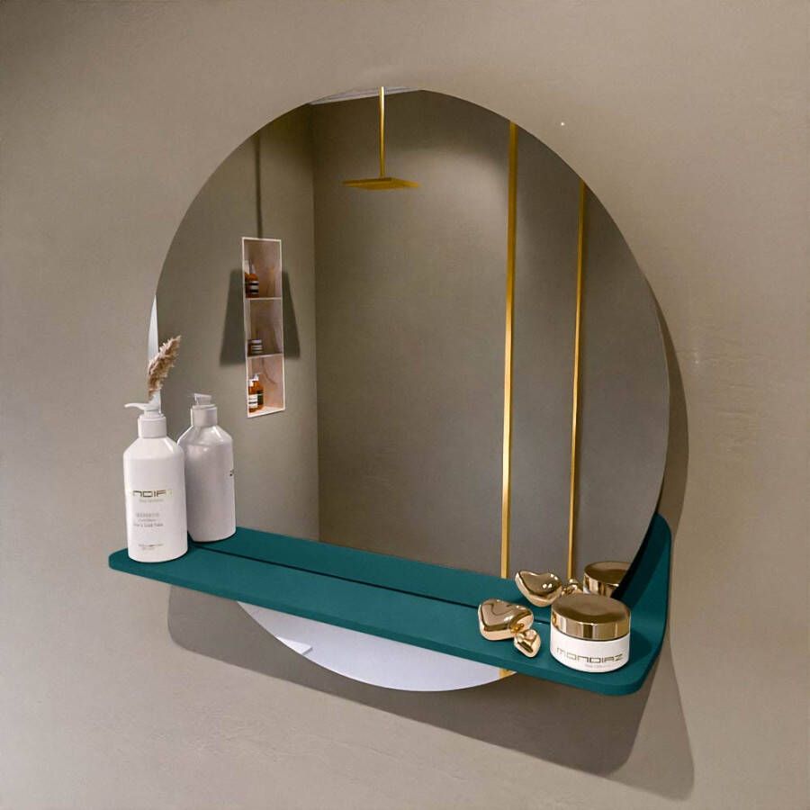 Mondiaz SPOT Badkamerspiegel rond 60cm spiegelplanchet kleur Smag SPOTPLNCHT60SMA