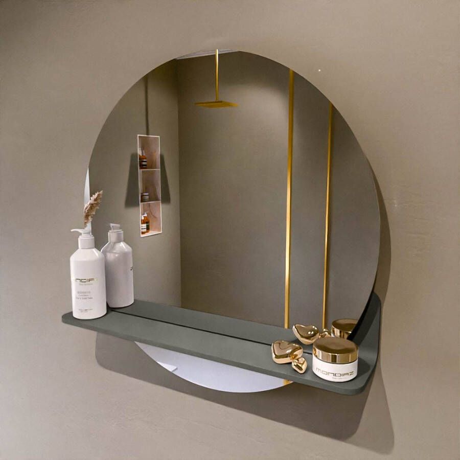 Mondiaz SPOT spiegel rond 60cm met Spiegelplanchet kleur Smoke.