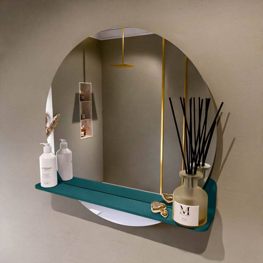 Mondiaz SPOT Badkamerspiegel rond 70cm spiegelplanchet kleur Smag SPOTPLNCHT70SMA