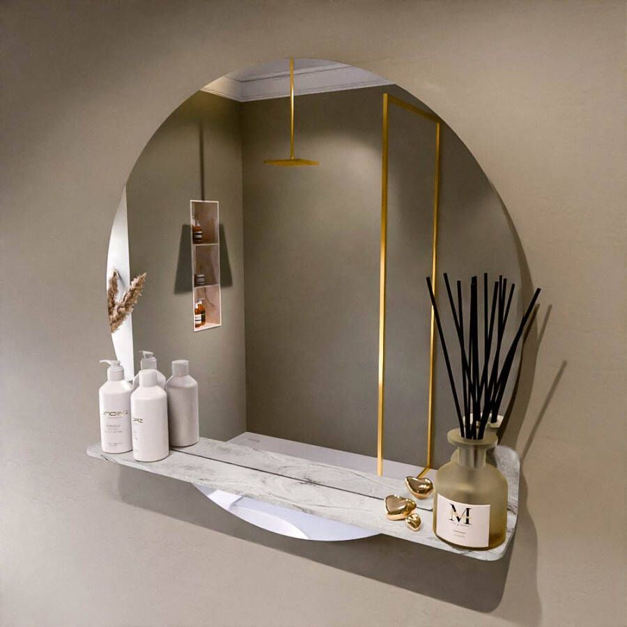 Mondiaz SPOT spiegel rond 80cm met Spiegelplanchet kleur Glace.