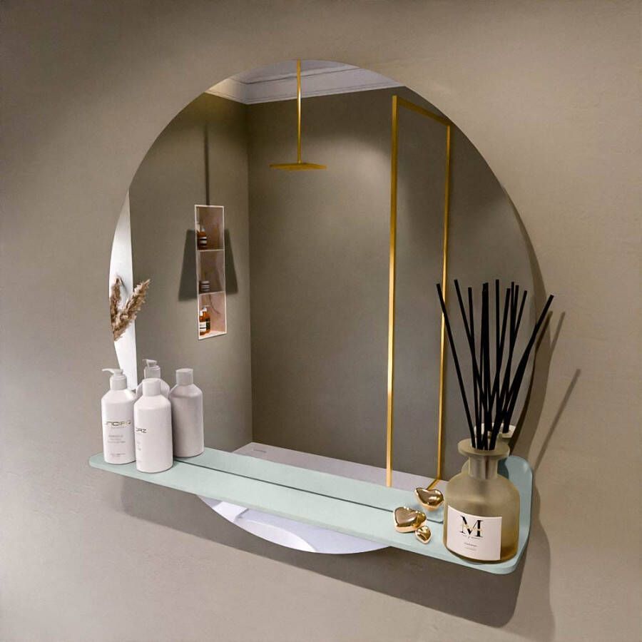 Mondiaz SPOT spiegel rond 80cm met Spiegelplanchet kleur Greey.