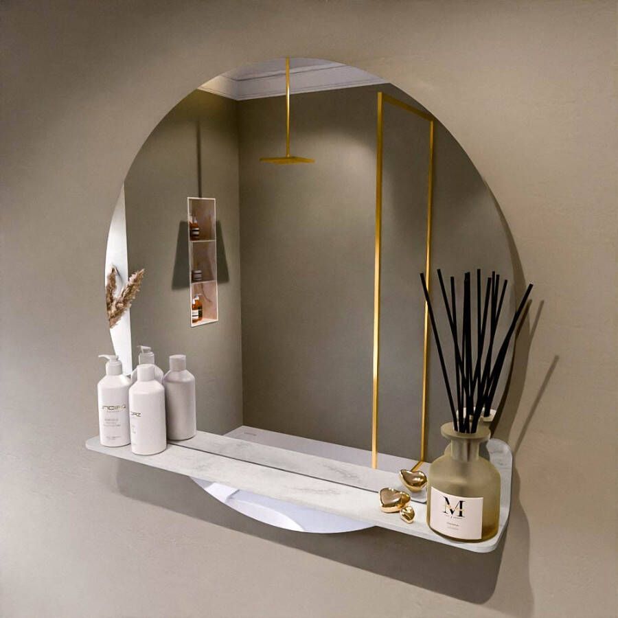 Mondiaz SPOT spiegel rond 80cm met Spiegelplanchet kleur Opalo.
