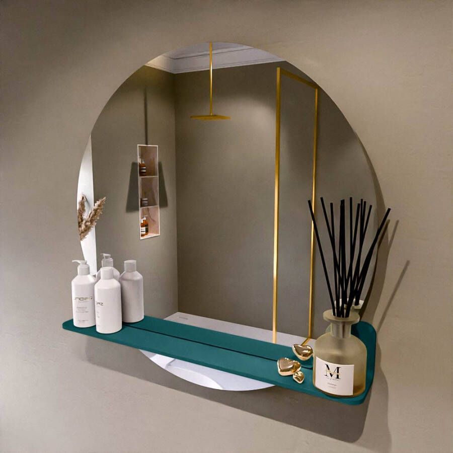 Mondiaz SPOT Badkamerspiegel rond 80cm spiegelplanchet kleur Smag SPOTPLNCHT80SMA