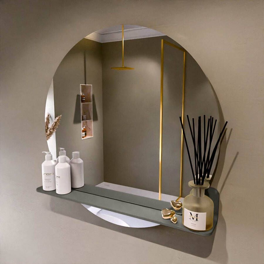 Mondiaz SPOT spiegel rond 80cm met Spiegelplanchet kleur Smoke.
