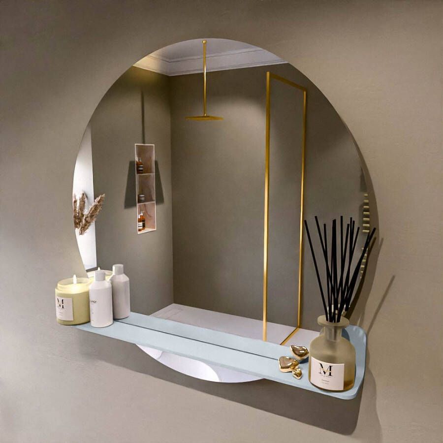 Mondiaz SPOT Badkamerspiegel rond 90cm spiegelplanchet kleur Clay SPOTPLNCHT90CLA