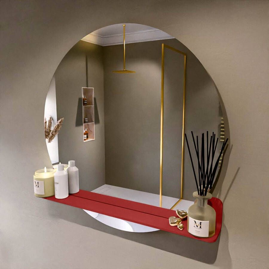Mondiaz SPOT Badkamerspiegel rond 90cm spiegelplanchet kleur Fire SPOTPLNCHT90FIR