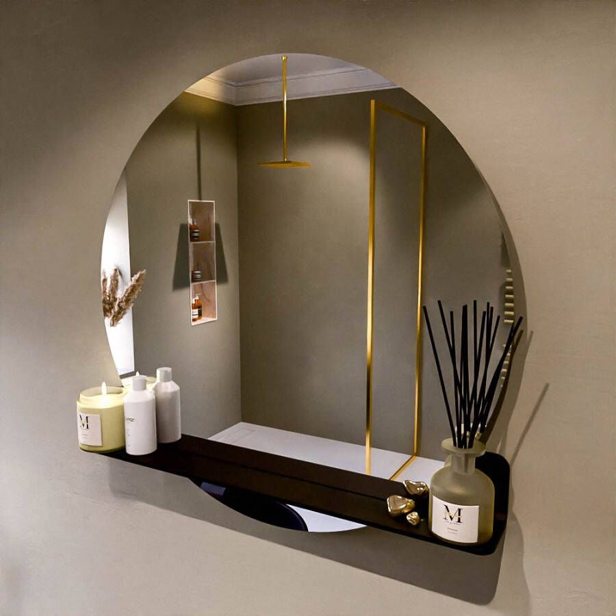 Mondiaz SPOT Badkamerspiegel rond 90cm spiegelplanchet kleur Urban SPOTPLNCHT90URB