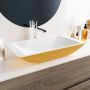 Mondiaz Topi waskom 59.5x34.5x10cm rechthoek opbouw Solid Surface Ocher Talc M80180OcherTalc - Thumbnail 1