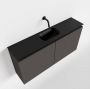 Mondiaz TURE Toiletmeubel 100x23x50cm met 0 kraangaten 2 deuren dark grey mat Wastafel Eden midden Solid Surface Zwart FK75341437 - Thumbnail 1