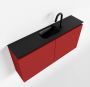 Mondiaz TURE Toiletmeubel 100x23x50cm met 1 kraangaten 2 deuren fire mat Wastafel Eden midden Solid Surface Zwart FK75341552 - Thumbnail 1