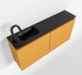 Mondiaz TURE Toiletmeubel 100x23x50cm met 1 kraangaten 2 deuren ocher mat Wastafel Eden links Solid Surface Zwart FK75341525 - Thumbnail 1