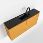 Mondiaz TURE Toiletmeubel 100x23x50cm met 1 kraangaten 2 deuren ocher mat Wastafel Eden midden Solid Surface Zwart FK75341523 - Thumbnail 1