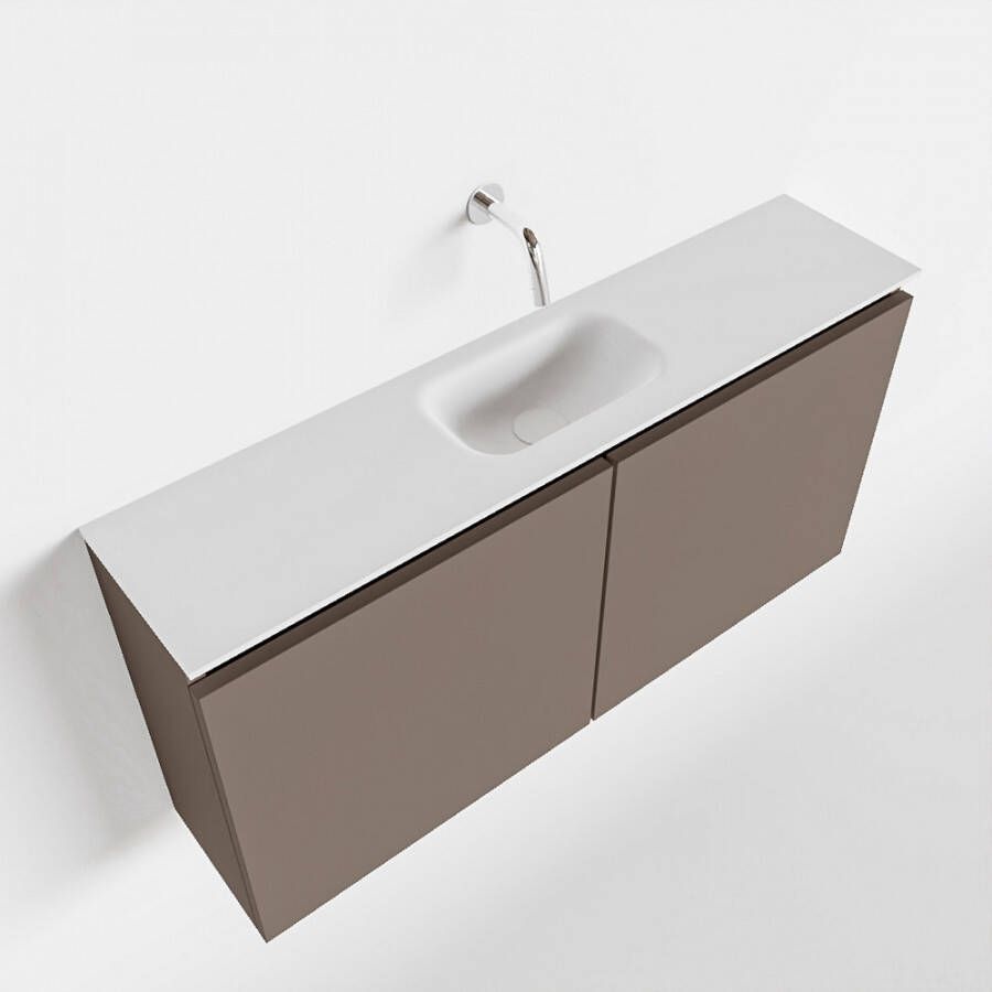 Mondiaz TURE Toiletmeubel 100x23x50cm met 0 kraangaten 2 deuren smoke mat Wastafel Eden midden Solid Surface Wit FK75341110