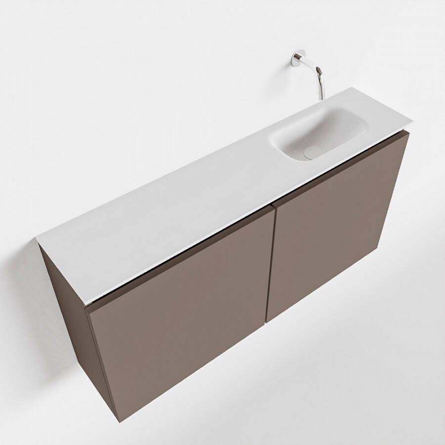 Mondiaz TURE Toiletmeubel 100x23x50cm met 0 kraangaten 2 deuren smoke mat Wastafel Eden rechts Solid Surface Wit FK75341114