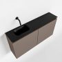 Mondiaz TURE Toiletmeubel 100x23x50cm met 0 kraangaten 2 deuren smoke mat Wastafel Eden links Solid Surface Zwart FK75341468 - Thumbnail 1
