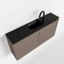 Mondiaz TURE Toiletmeubel 100x23x50cm met 1 kraangaten 2 deuren smoke mat Wastafel Eden midden Solid Surface Zwart FK75341465 - Thumbnail 1