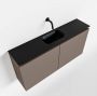 Mondiaz TURE Toiletmeubel 100x23x50cm met 0 kraangaten 2 deuren smoke mat Wastafel Eden midden Solid Surface Zwart FK75341466 - Thumbnail 1