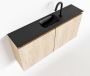 Mondiaz TURE Toiletmeubel 100x23x50cm met 1 kraangaten 2 deuren washed oak mat Wastafel Eden midden Solid Surface Zwart FK75341639 - Thumbnail 1