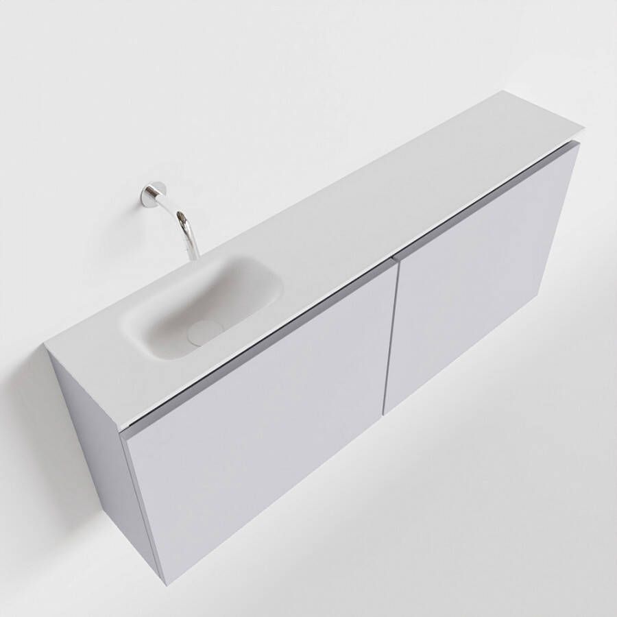 Mondiaz TURE Toiletmeubel 120x23x50cm met 0 kraangaten 2 deuren cale mat Wastafel Eden links Solid Surface Wit FK75341268