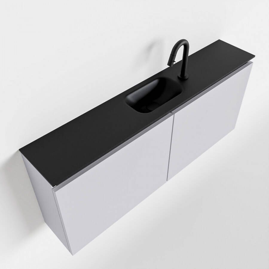 Mondiaz TURE Toiletmeubel 120x23x50cm met 1 kraangaten 2 deuren cale mat Wastafel Eden midden Solid Surface Zwart FK75341616