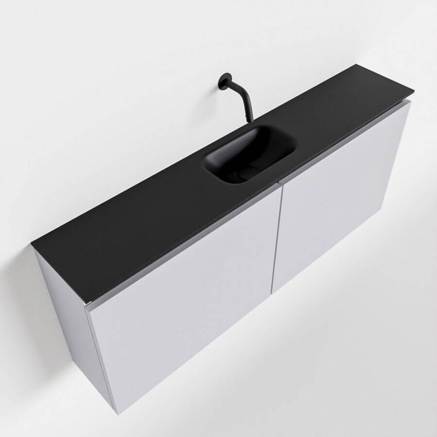 Mondiaz TURE Toiletmeubel 120x23x50cm met 0 kraangaten 2 deuren cale mat Wastafel Eden midden Solid Surface Zwart FK75341617
