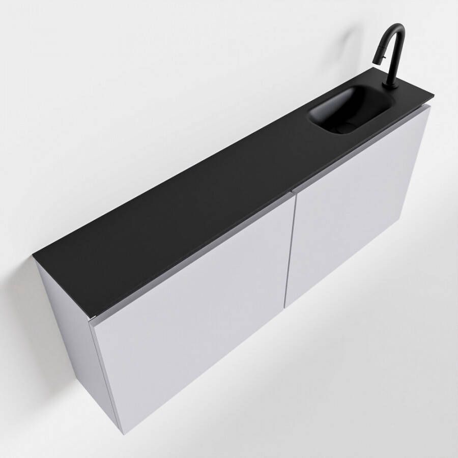 Mondiaz TURE Toiletmeubel 120x23x50cm met 1 kraangaten 2 deuren cale mat Wastafel Eden rechts Solid Surface Zwart FK75341620