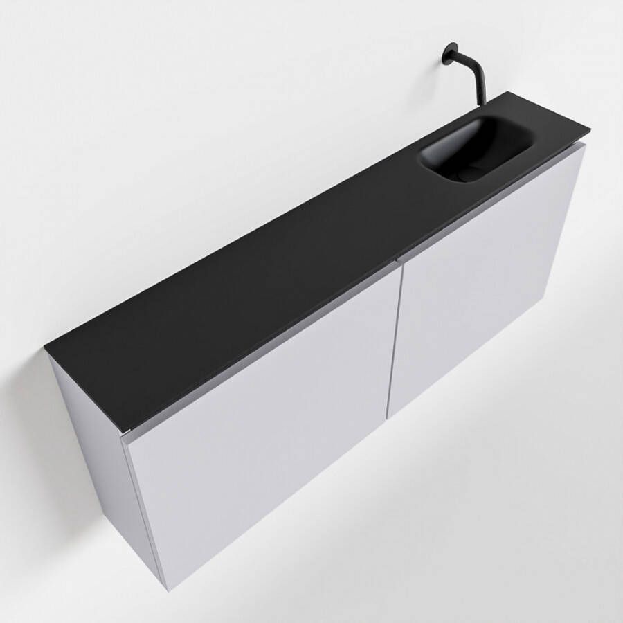 Mondiaz TURE Toiletmeubel 120x23x50cm met 0 kraangaten 2 deuren cale mat Wastafel Eden rechts Solid Surface Zwart FK75341621