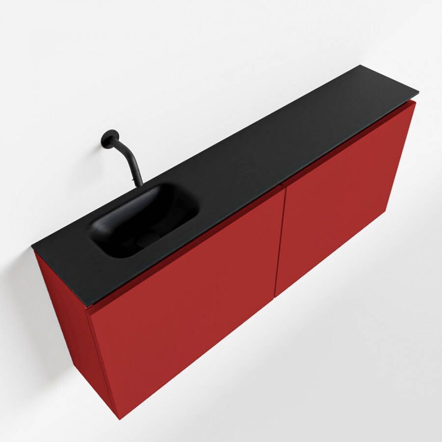 Mondiaz TURE Toiletmeubel 120x23x50cm met 0 kraangaten 2 deuren fire mat Wastafel Eden links Solid Surface Zwart FK75341561