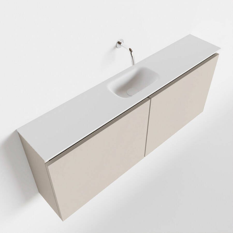 Mondiaz TURE Toiletmeubel 120x23x50cm met 0 kraangaten 2 deuren linen mat Wastafel Eden midden Solid Surface Wit FK75341236