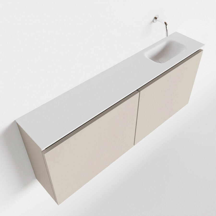 Mondiaz TURE Toiletmeubel 120x23x50cm met 0 kraangaten 2 deuren linen mat Wastafel Eden rechts Solid Surface Wit FK75341240