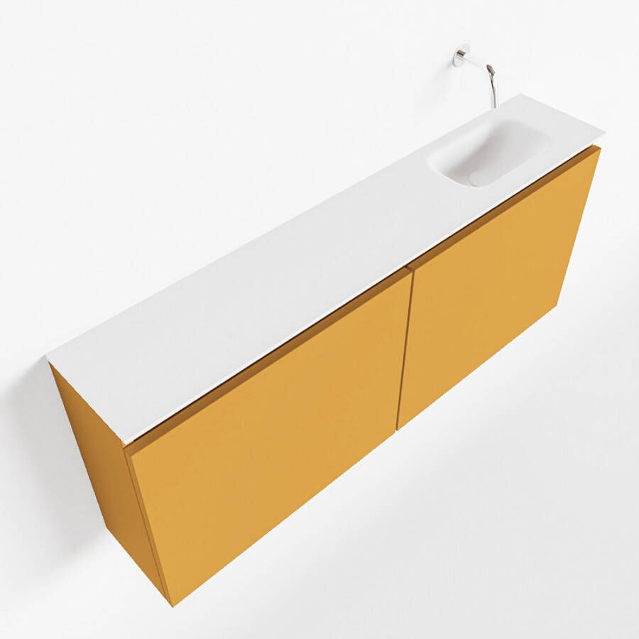 Mondiaz TURE Toiletmeubel 120x23x50cm met 0 kraangaten 2 deuren ocher mat Wastafel Eden rechts Solid Surface Wit FK75341180