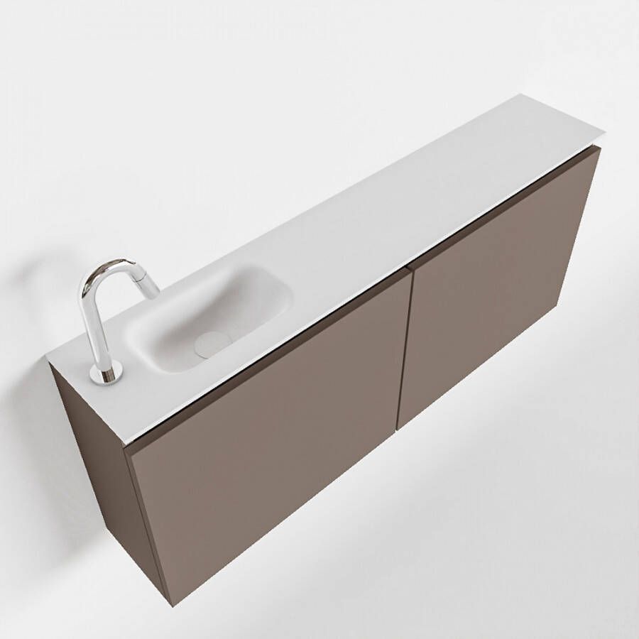 Mondiaz TURE Toiletmeubel 120x23x50cm met 1 kraangaten 2 deuren smoke mat Wastafel Eden links Solid Surface Wit FK75341117