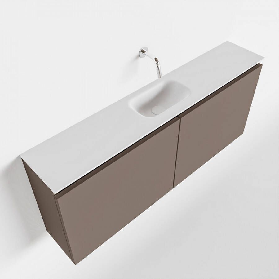 Mondiaz TURE Toiletmeubel 120x23x50cm met 0 kraangaten 2 deuren smoke mat Wastafel Eden midden Solid Surface Wit FK75341116