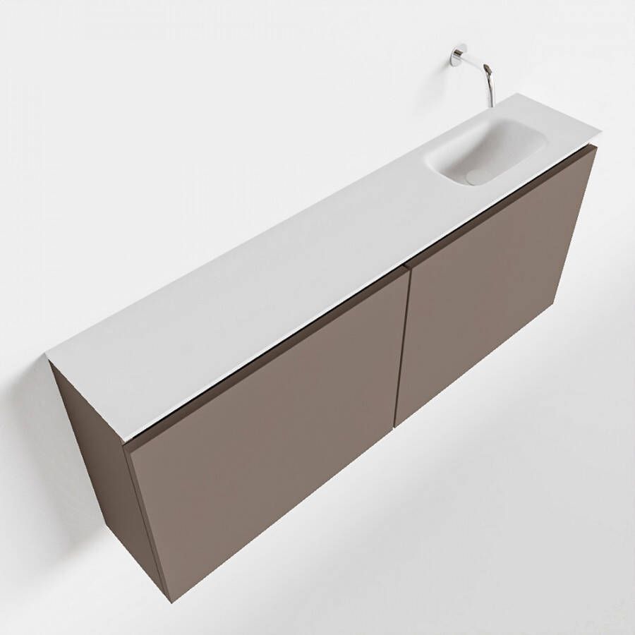 Mondiaz TURE Toiletmeubel 120x23x50cm met 0 kraangaten 2 deuren smoke mat Wastafel Eden rechts Solid Surface Wit FK75341120