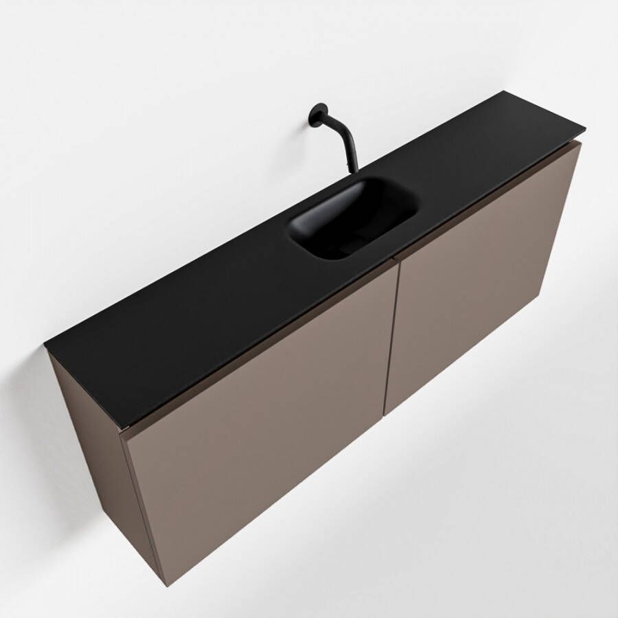 Mondiaz TURE Toiletmeubel 120x23x50cm met 0 kraangaten 2 deuren smoke mat Wastafel Eden midden Solid Surface Zwart FK75341472