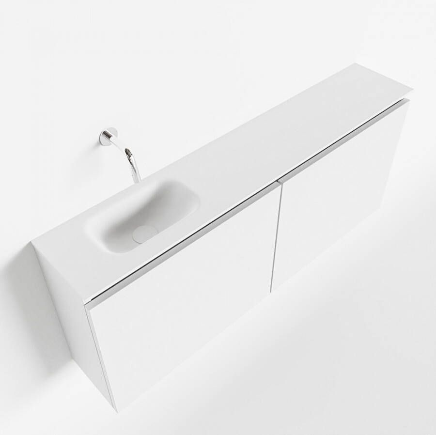 Mondiaz TURE Toiletmeubel 120x23x50cm met 0 kraangaten 2 deuren talc mat Wastafel Eden links Solid Surface Wit FK75341028