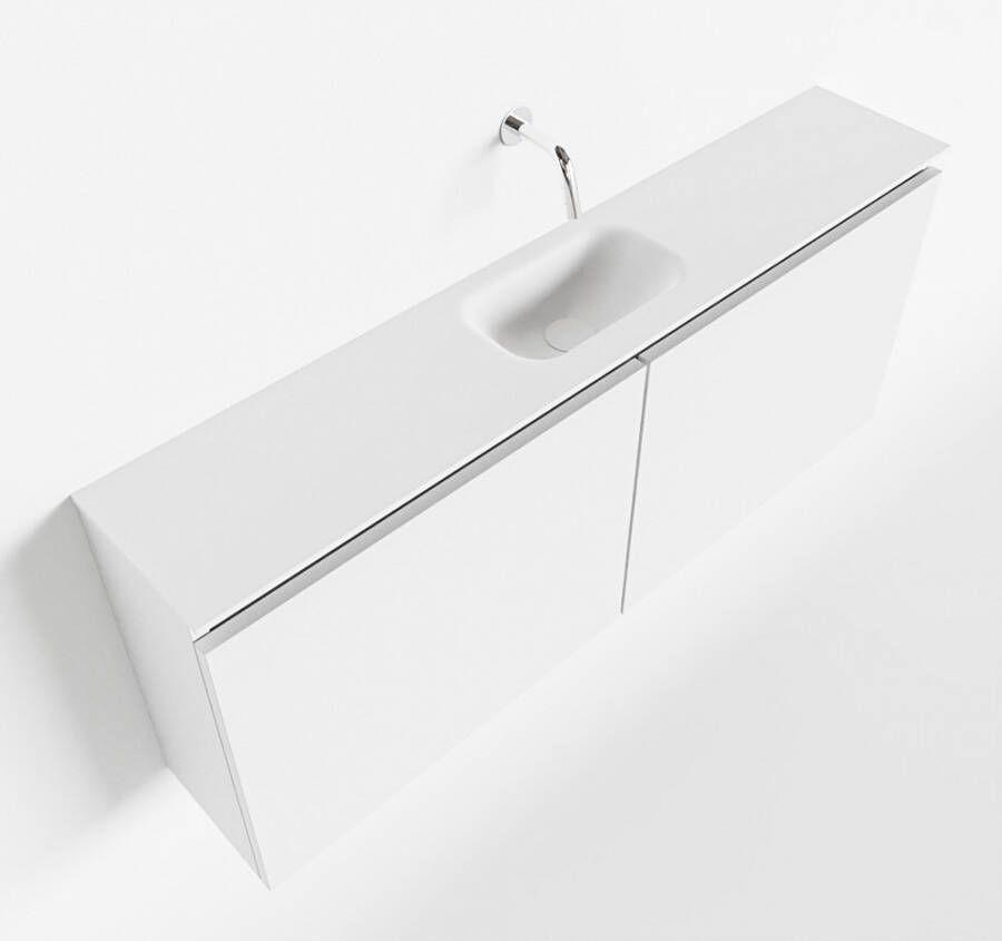 Mondiaz TURE Toiletmeubel 120x23x50cm met 0 kraangaten 2 deuren talc mat Wastafel Eden midden Solid Surface Wit FK75341026