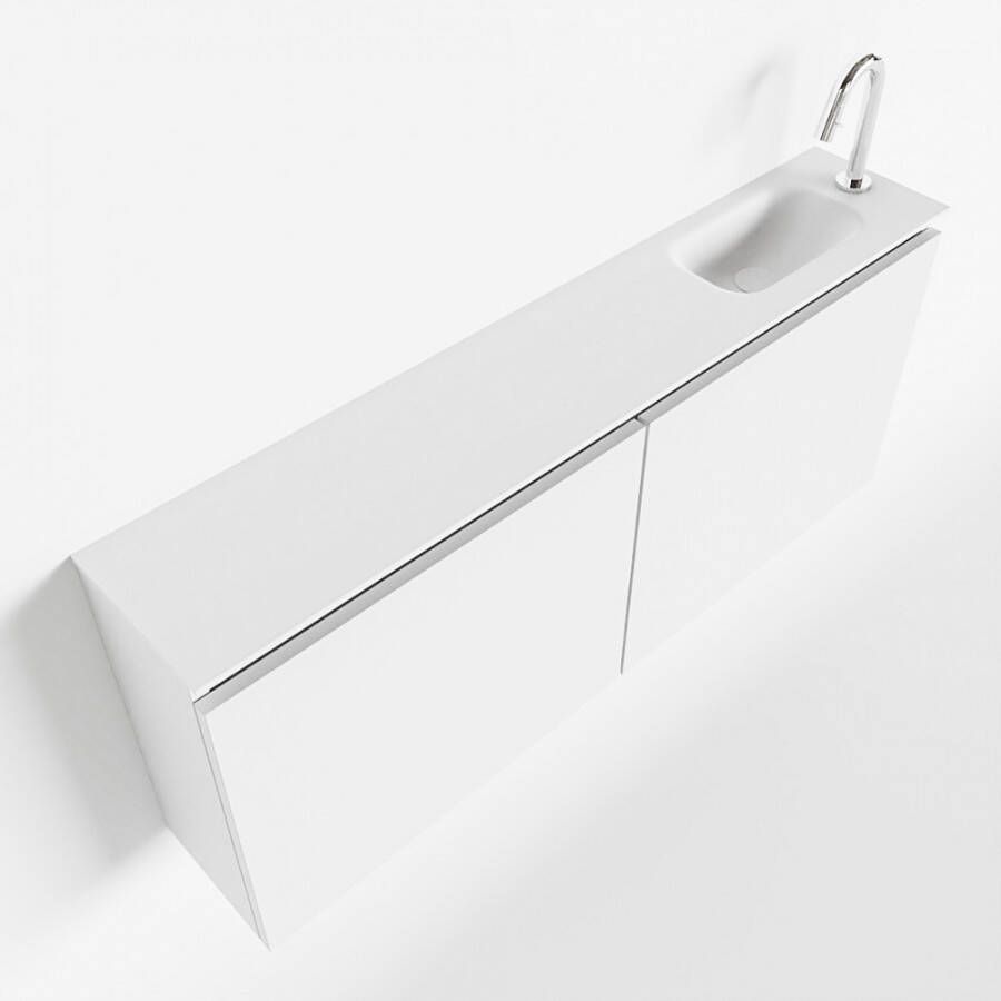 Mondiaz TURE Toiletmeubel 120x23x50cm met 1 kraangaten 2 deuren talc mat Wastafel Eden rechts Solid Surface Wit FK75341029